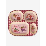 Assiette compartiment�e en m�lamine enfant hero rose rice carreaux rose