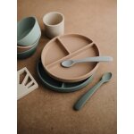 Assiette compartiment�e en silicone beige