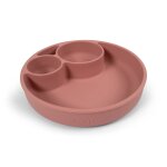 Assiette compartiment�e en silicone rose