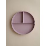 Assiette compartiment�e en silicone rose blush