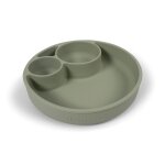 Assiette compartiment�e en silicone vert