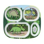Assiette plateau  compartiments dinosaures vert