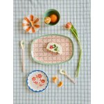 Assiette rectangulaire en m�lamine checkered stencil rice rose