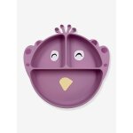 Assiette en silicone avec compartiments animal mauve