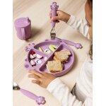 Assiette en silicone avec compartiments animal mauve
