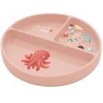 Assiette en silicone slurpy la pieuvre rose