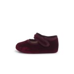 Babies en velours avec fermeture auto - agrippante bordeaux