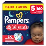 Baby - dry night pants couches - culottes pour la nuit, taille 5, 160 couches, 12kg - 17kg pack 1 mois ...