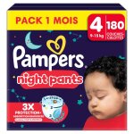 Baby - dry night pants pour la nuit, taille 4, 180 couches - culottes, 9kg - 15kg pack 1 mois blanc
