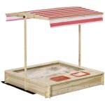 Bac � sable bois carr� dim. 1, 18l x 1, 18l x 1, 18h m - hauteur, inclinaison toit r�glables, refermable ...