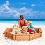 Bac � sable bois octogonal - 4 bancs - b�che de couverture, non tiss� de sol inclus - bois sapin pr� ...