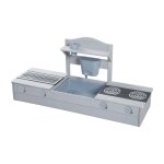 Bac � sable et cuisine 2 en 1 pour balcon - certifi� fsc� - bois massif lasur� gris gris clair