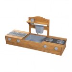 Bac � sable et cuisine 2 en 1 pour balcon - certifi� fsc� - bois massif lasur� gris marron