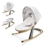 Balancelle - transat b�b� kinderkraft elsu 2 en 1 avec dossier r�glable, moustiquaire, auvent et harnais ...