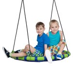 Balan�oire nid d'oiseau ronde balan�oire panier � 100 x 120 - 180h cm accessoires inclus vert