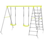Balan�oire portique 4 agr�s - 2 balan�oires, 2 �chelles - dim. 2, 6l x 1, 85l x 1, 8h m - m�tal �poxy ...