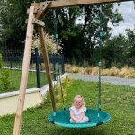 Balan�oire ronde nid d'oiseau pour portique vert olive