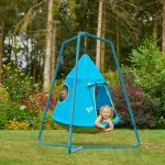 Balan�oire tente avec structure ovni m�tal h159cm bleu