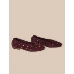 Ballerines en cuir clout� bordeaux