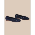 Ballerines en cuir clout� fille marine