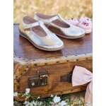 Ballerines cuir fille or