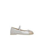 Ballerines en cuir lamin� croise' tip argent -