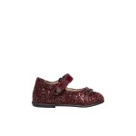 Ballerines en cuir et tissu paillet ballet bordeaux -