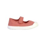 Ballerines enfant confortables � bout rond avec fermeture scratch et semelle plate nude