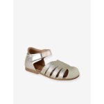 Ballerines fille cuir ouverte or