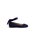 Ballerines pour fille et femme avec rubans en satin et bride bleu marine