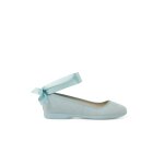 Ballerines pour fille et femme avec rubans en satin et bride bleu pastel