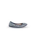 Ballerines pour fille en lin mtallis bleu marine