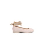 Ballerines pour fille avec rubans en satin et bride beige