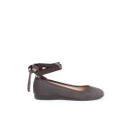 Ballerines pour fille avec rubans en satin et bride gris fonc