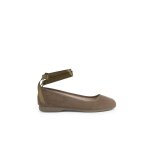 Ballerines pour fille avec rubans en satin et bride taupe