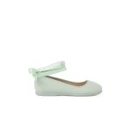 Ballerines pour fille avec rubans en satin et bride vert pastel