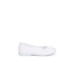 Ballerines pour fille en toile avec ruban blanc