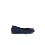 Ballerines pour fille en toile avec ruban bleu marine