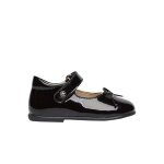 Ballerines en verni avec sangle ballet noir ivoire