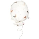 Ballon mural d�coratif en coton imprim� 38cm �cru motif poules champ�tre