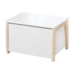 Banc coffre � jouets en bois massif avec fermeture amortie blanc - naturel