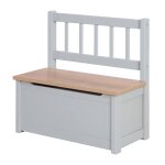 Banc - coffre À jouets en bois massif résistant aux rayures woody gris taupe - naturel Banc - coffre À jouets en bois massif résistant aux rayures woody gris taupe - naturel