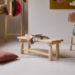Banc dco enfant en bois de teck 80 kilim naturel