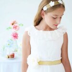 Bandeau cheveux c�r�monie � fleurs beige or