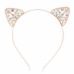 Bandeau � cheveux serre - t�te chat strass jaune
