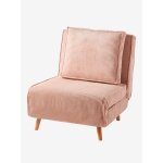 Banquette convertible 1 place velours ctel rose nude
