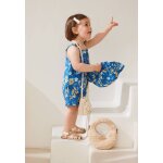 Barboteuse bb + chapeau en popeline flora bleu