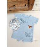 Barboteuse bb + foulard zeste d'amour bleu