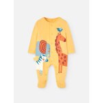 Barboteuse en coton avec ouverture frontale jaune