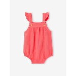 Barboteuse fille naissance en gaze de coton framboise